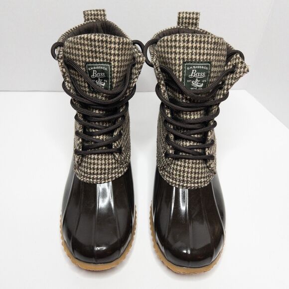 G.H. Bass Duck Boots Women’s 6 Houndstooth Waterproof Winter Rain Snow Boot - Picture 3 of 16
